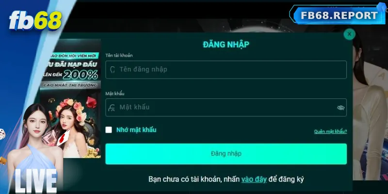 Các phương thức đăng nhập tại FB68
